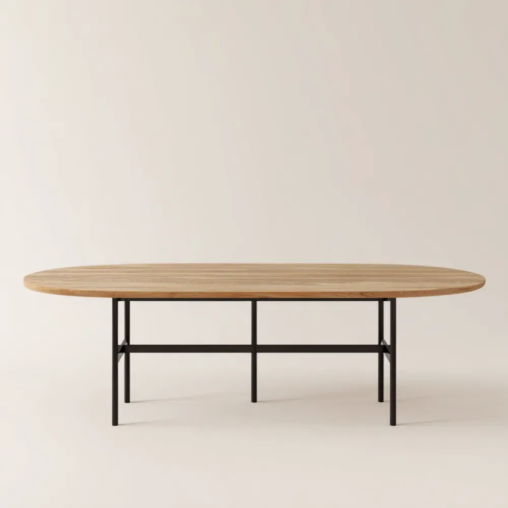 Esstisch Eichenholz/Metall Oval 200x100 cm