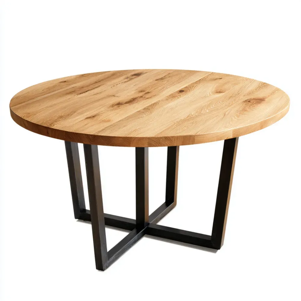 Runder Esstisch Eichenholz Metall 120 cm