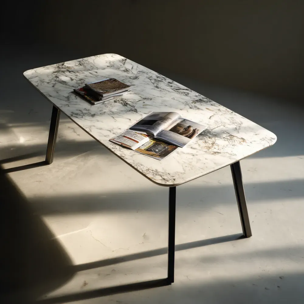 Esstisch Marmor 180x90x75 cm Metallbeine - Weiß