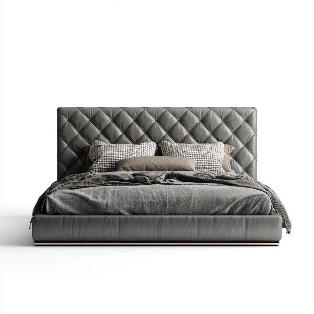 Lederpolsterbett Grau 200x180x100 cm