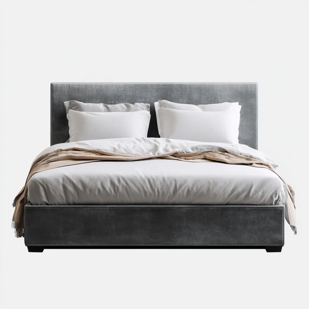 Doppelbett mit Samtbezug 200x180x110 cm - Dunkelgrau