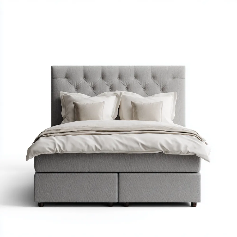 Boxspringbett Stoff 180x200 cm – Hellgrau