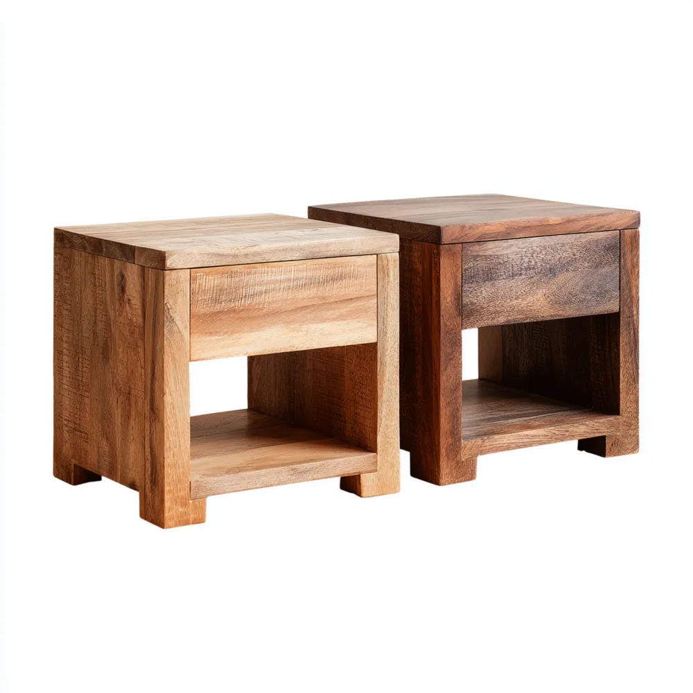 Nachttisch-Set aus Akazienholz 40x30x50 cm – Braun/Natur