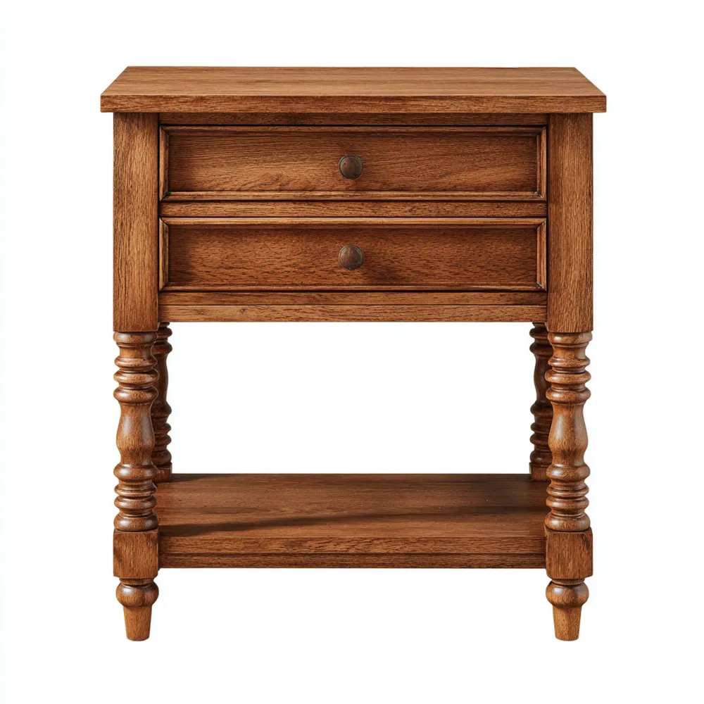 Holz Nachttisch mit zwei Schubladen - 50x35x60 cm