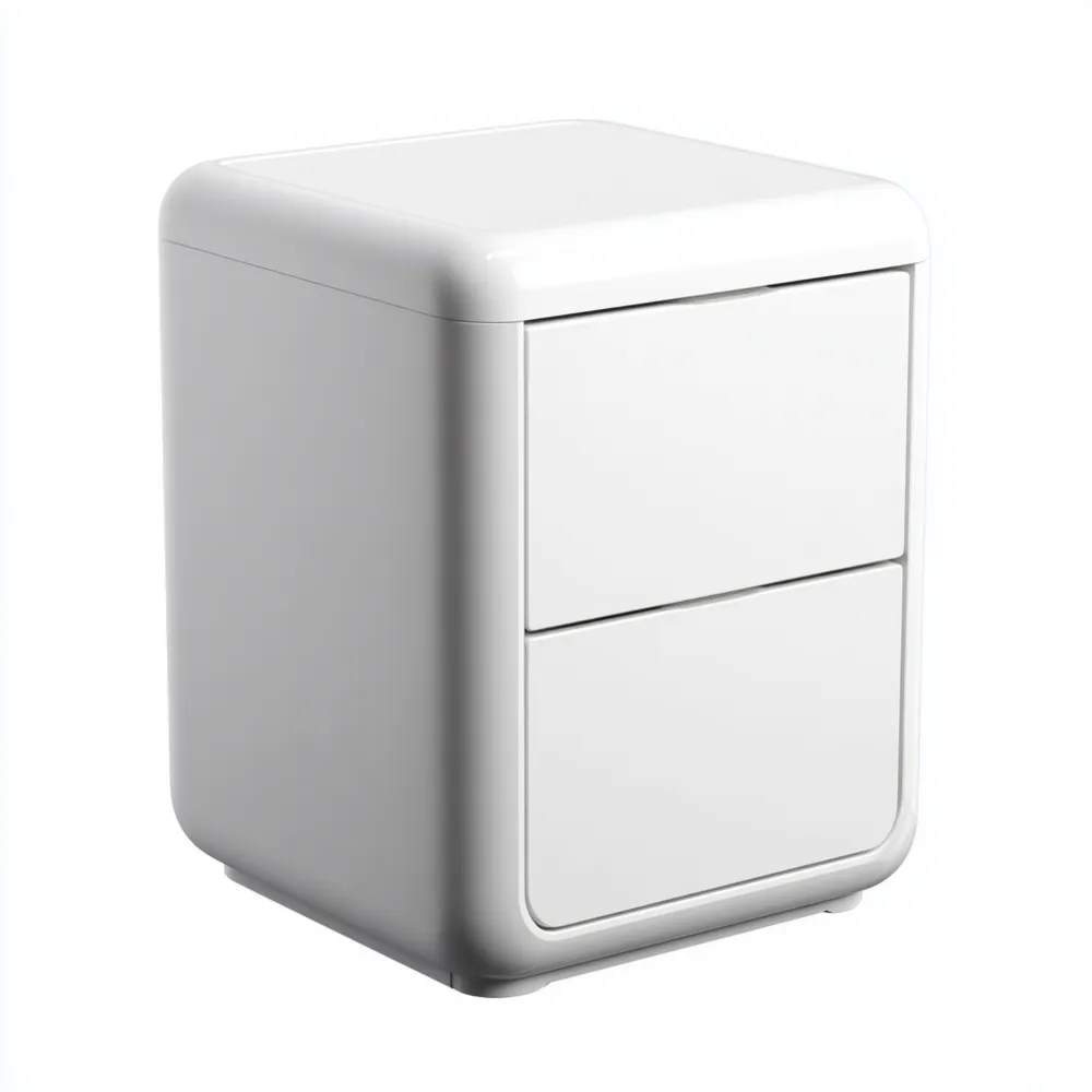 Nachttisch MDF Weiß mit 2 Schubladen