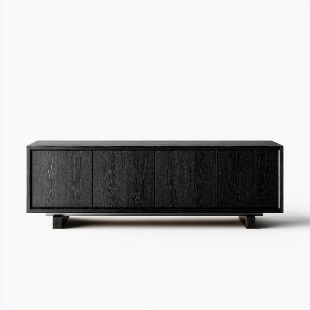 Sideboard aus Holz 180x45x60 cm - Eiche Schwarz