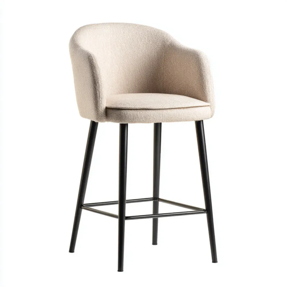 Barhocker mit Stoffbezug und Metallbeinen 45x65x90 cm – Beige