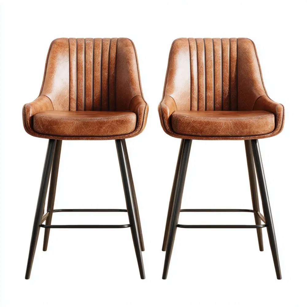 Barhocker Set Kunstleder Metall Braun