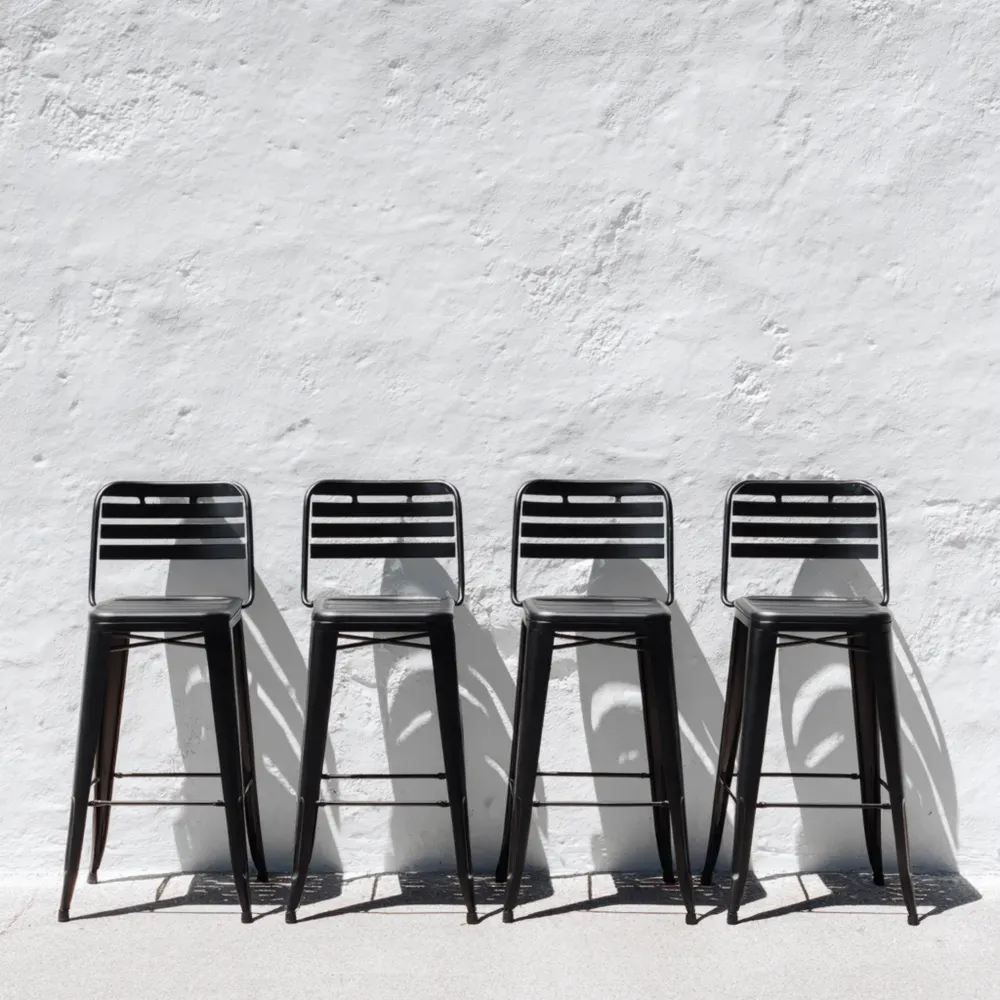 Metall Barhocker Set 40x40x75 cm - Schwarz