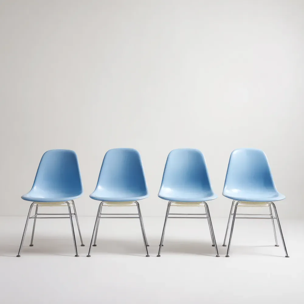 Esszimmerstuhl Set 4er Polypropylen Blau mit Metallbeinen