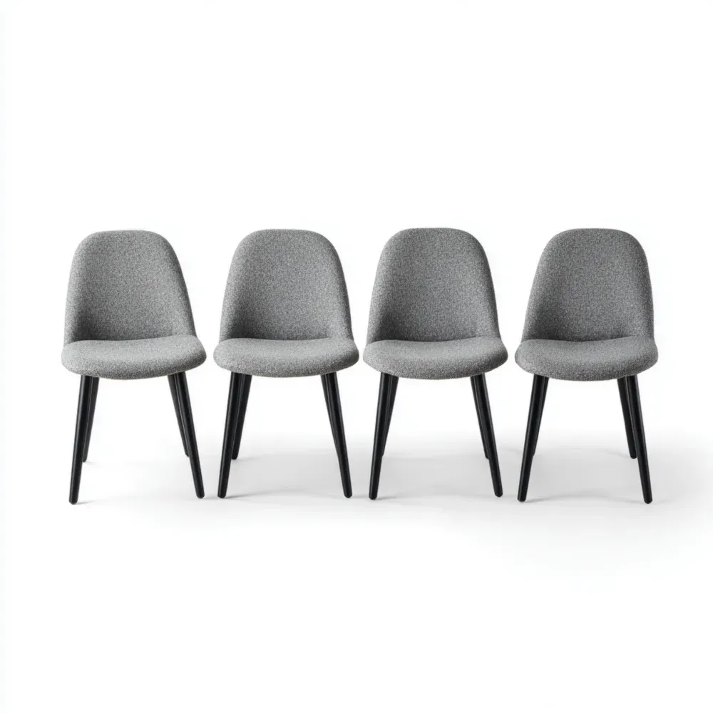 Esszimmerstuhl Set mit 4 Stühlen, Stoff Grau, 50x50x85 cm