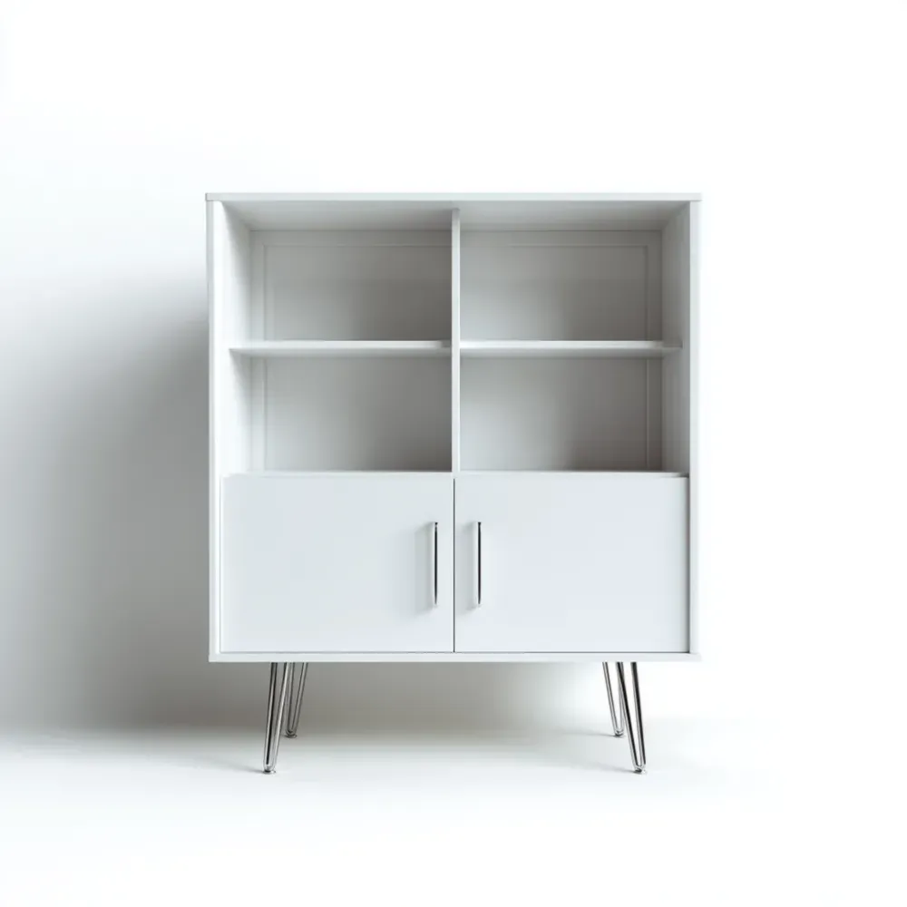 Regal mit Türen - MDF 100x35x120 cm - Weiß - Moderner Stil