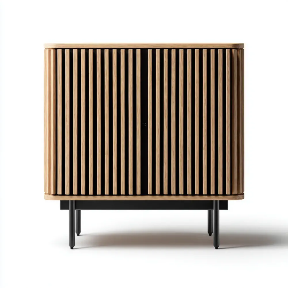 Sideboard Holz mit Lamellen 80x40x75 cm - Eiche - Modernes Design