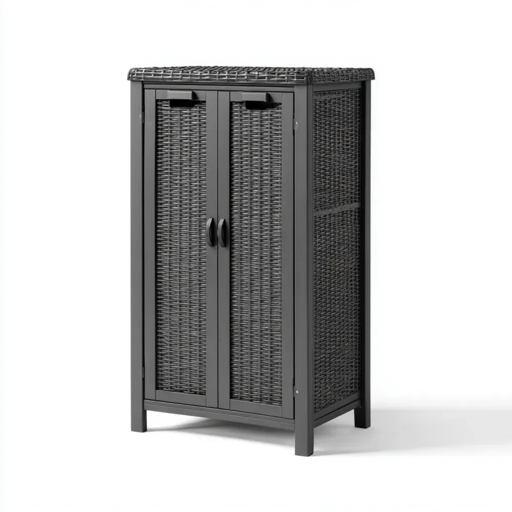 Aufbewahrungsschrank Poly Rattan 65x45x100 cm – Dunkelgrau