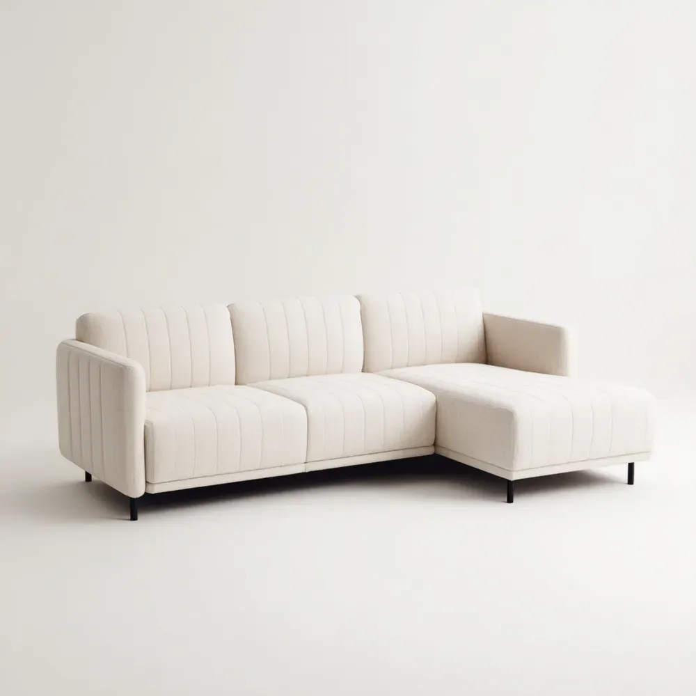 Ecksofa aus Stoff 250x85x160 cm – Creme