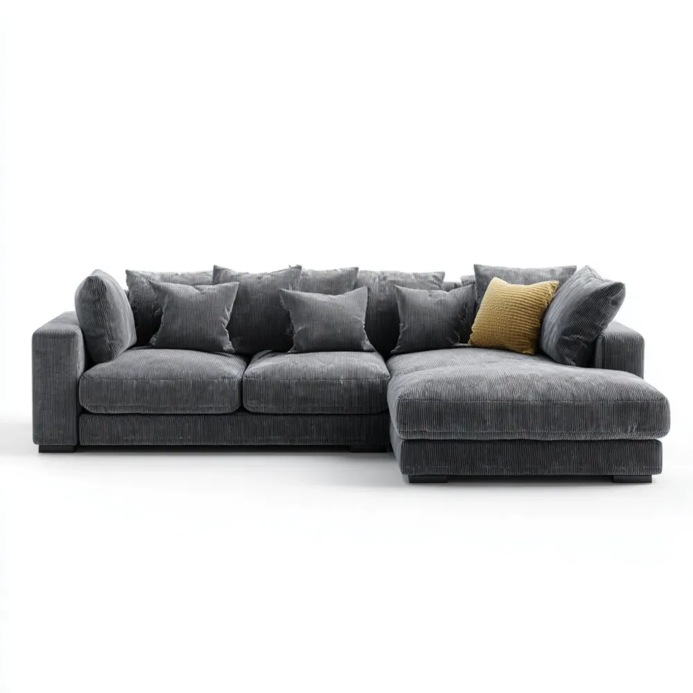 Ecksofa-Set Cordstoff 280x150x85 cm - Dunkelgrau
