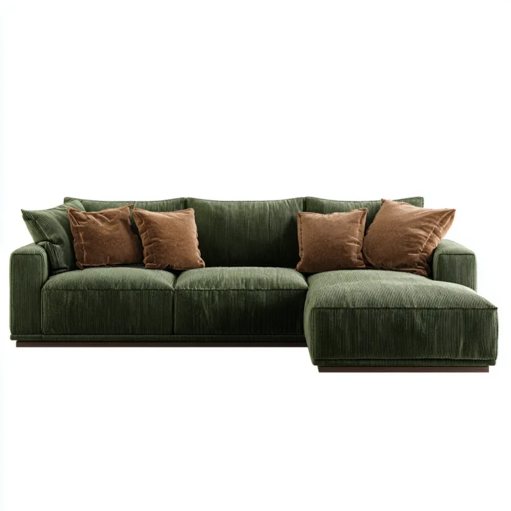 Ecksofa aus Cord 280x160x85 cm – Grün/Braun