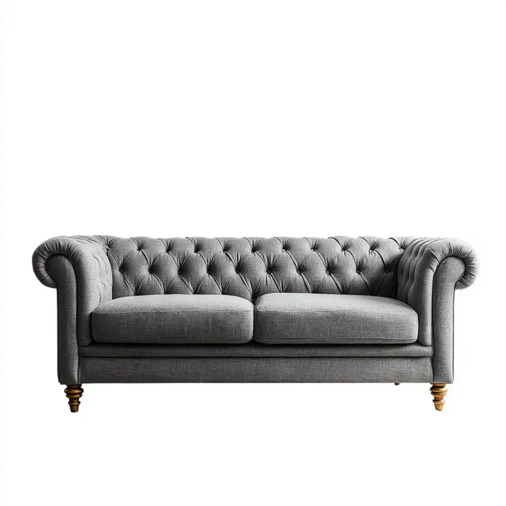 Chesterfield Sofa Leinen Dunkelgrau