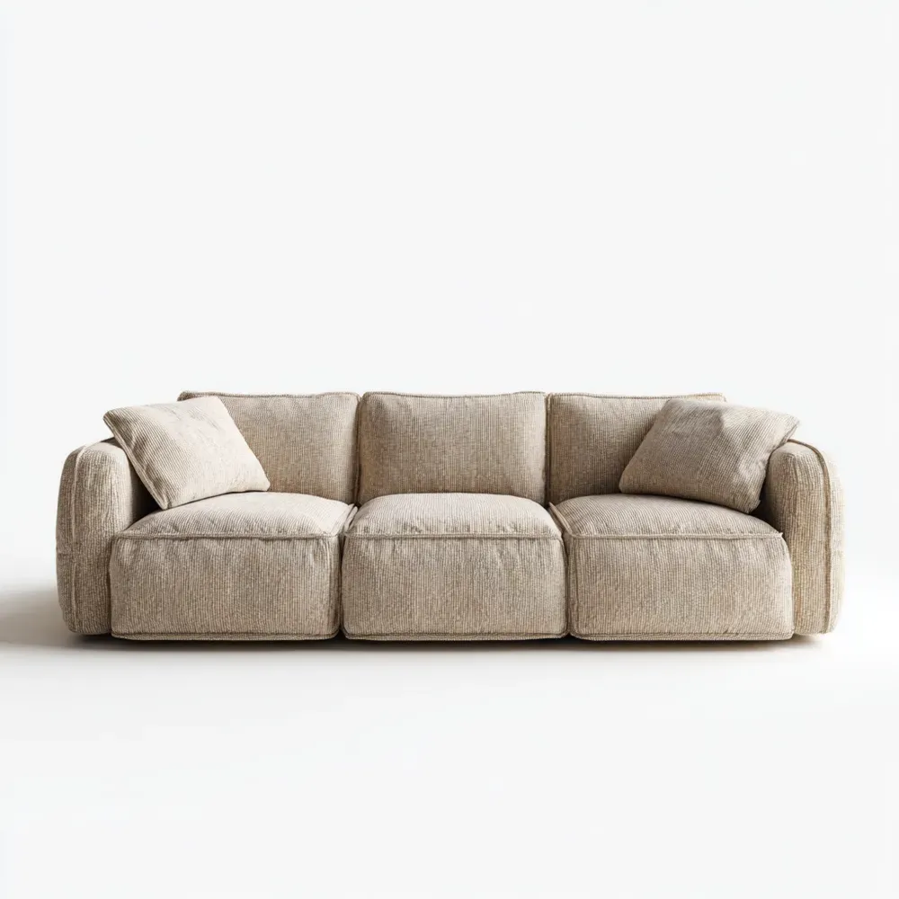 Dreiersofa Cord 220x90x85 cm – Beige