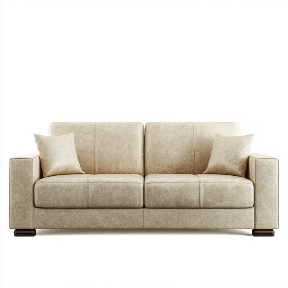3-Sitzer Sofa Leder Beige