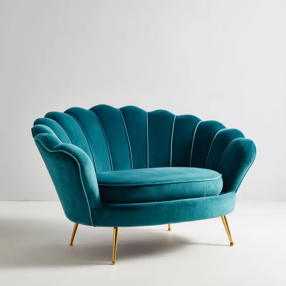 Zweisitzer Sofa Samt Metall Türkis