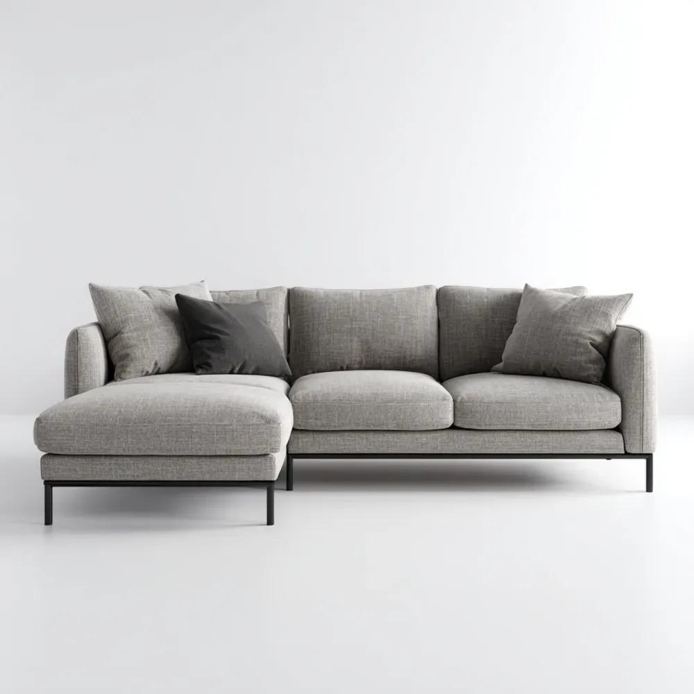 Ecksofa mit Leinenstruktur Polsterung 250x150x85 cm - Hellgrau