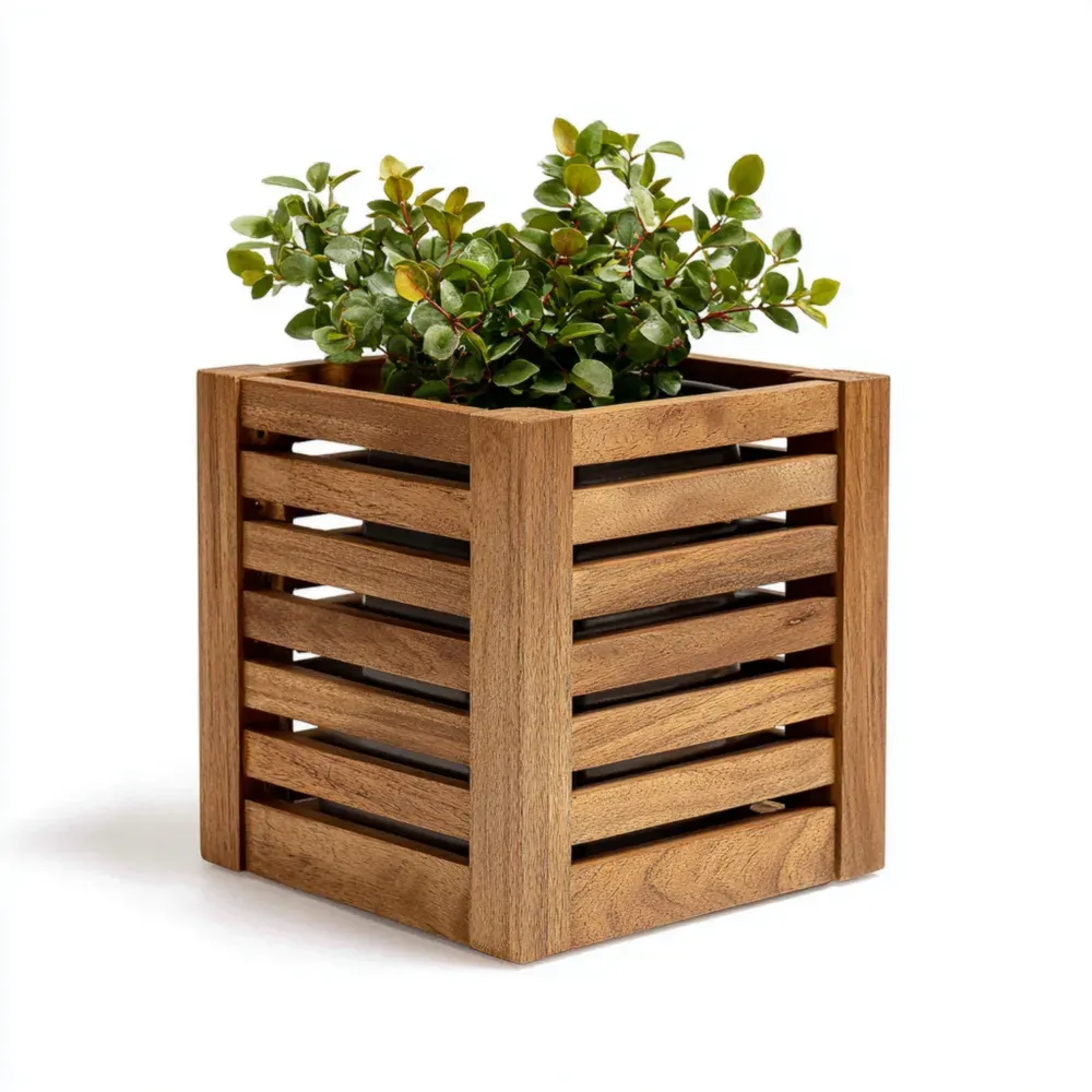 Teakholz Pflanzkübel Quadratisch 30x30x40 cm