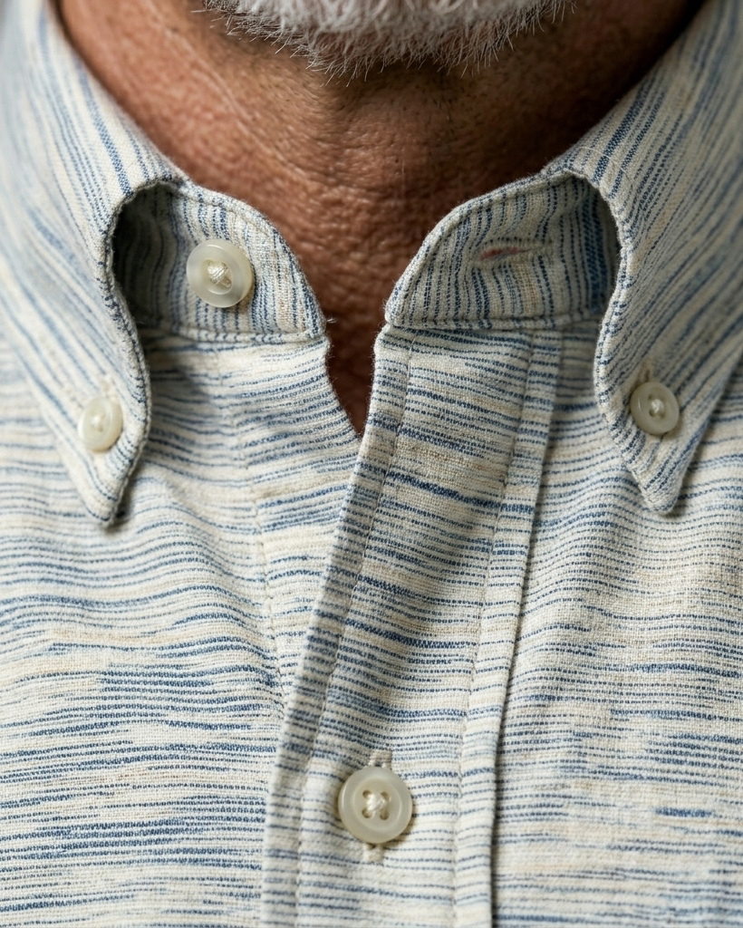 Men's Light Gray Heather Fine Stripes Regular Fit Minimalist Urban Casual Short-Sleeve Button-Down Shirt