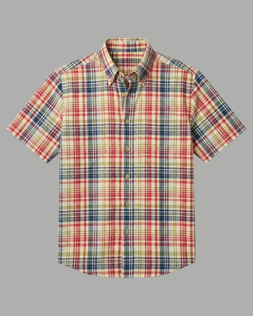 [Copy]Men's Light Blue beiga Tropical Leaf Regular Fit Casual Vacation Short-Sleeve Button-Down Shirt