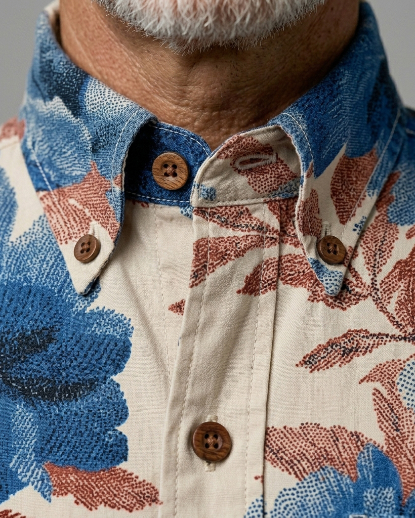 Men's Beige Base Blue Rust Rose Regular Fit Vintage Casual Short-Sleeve Shirt
