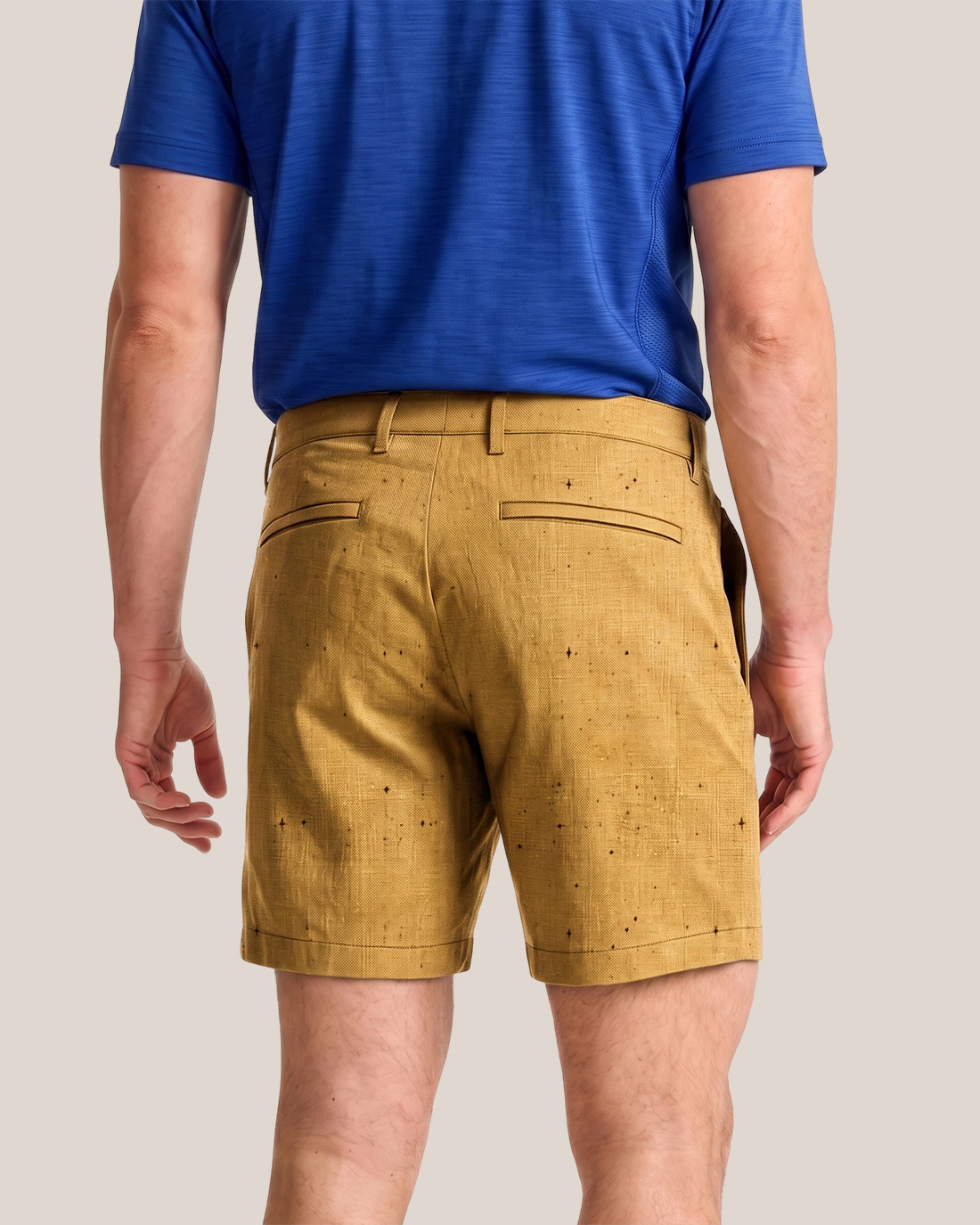 Men's Mustard Yellow Starry Dot Slim Fit Retro Casual Shorts