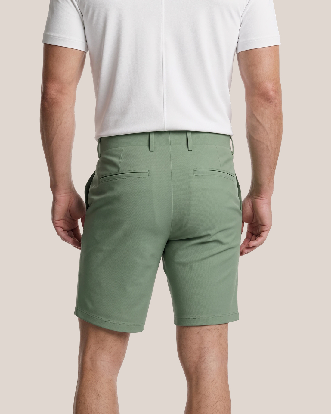 Men's Sage Green Solid Color Straight Fit Outdoor Smart Casual Shorts