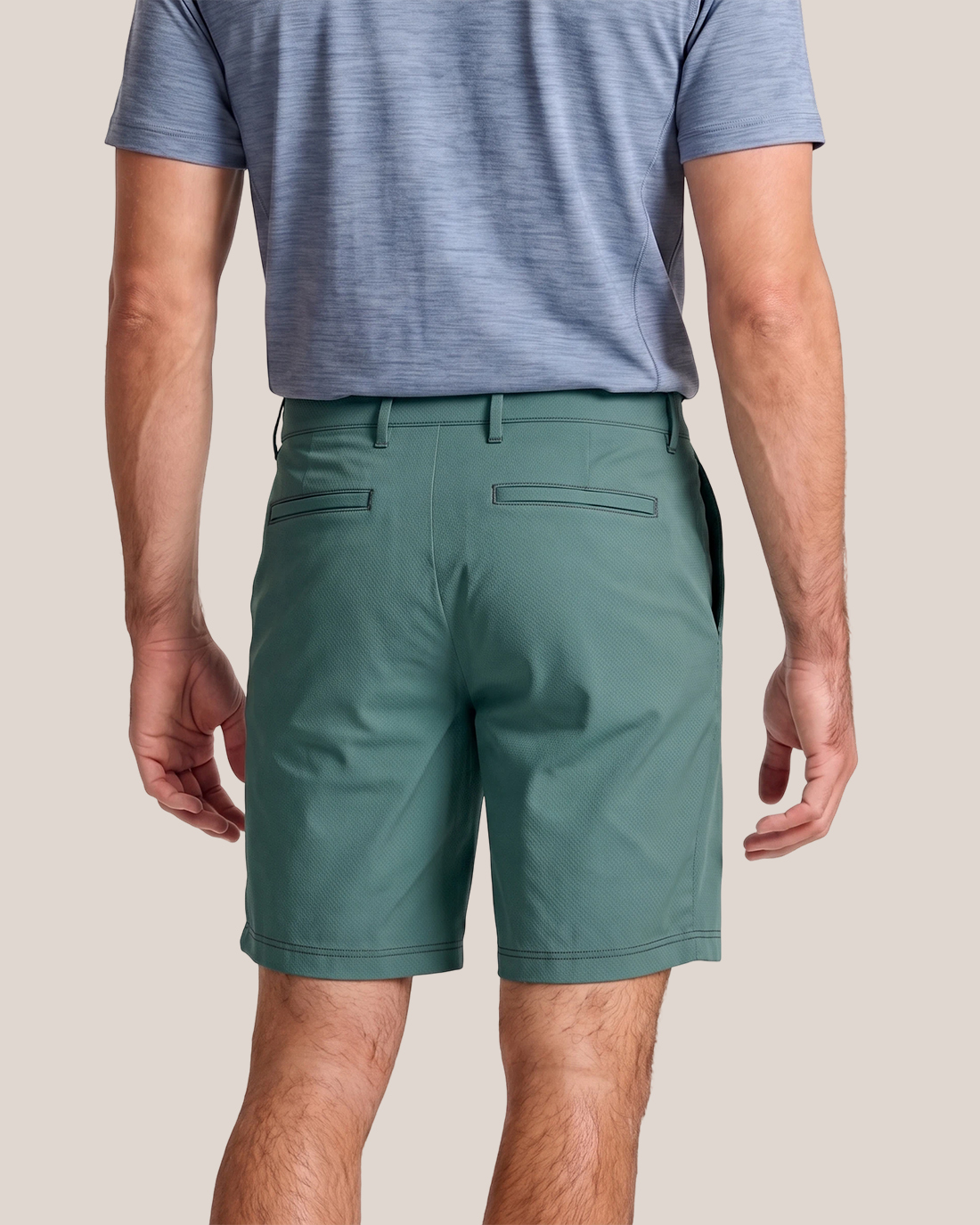 Men's Teal Green Solid Color Slim Fit Sporty Casual Golf Shorts