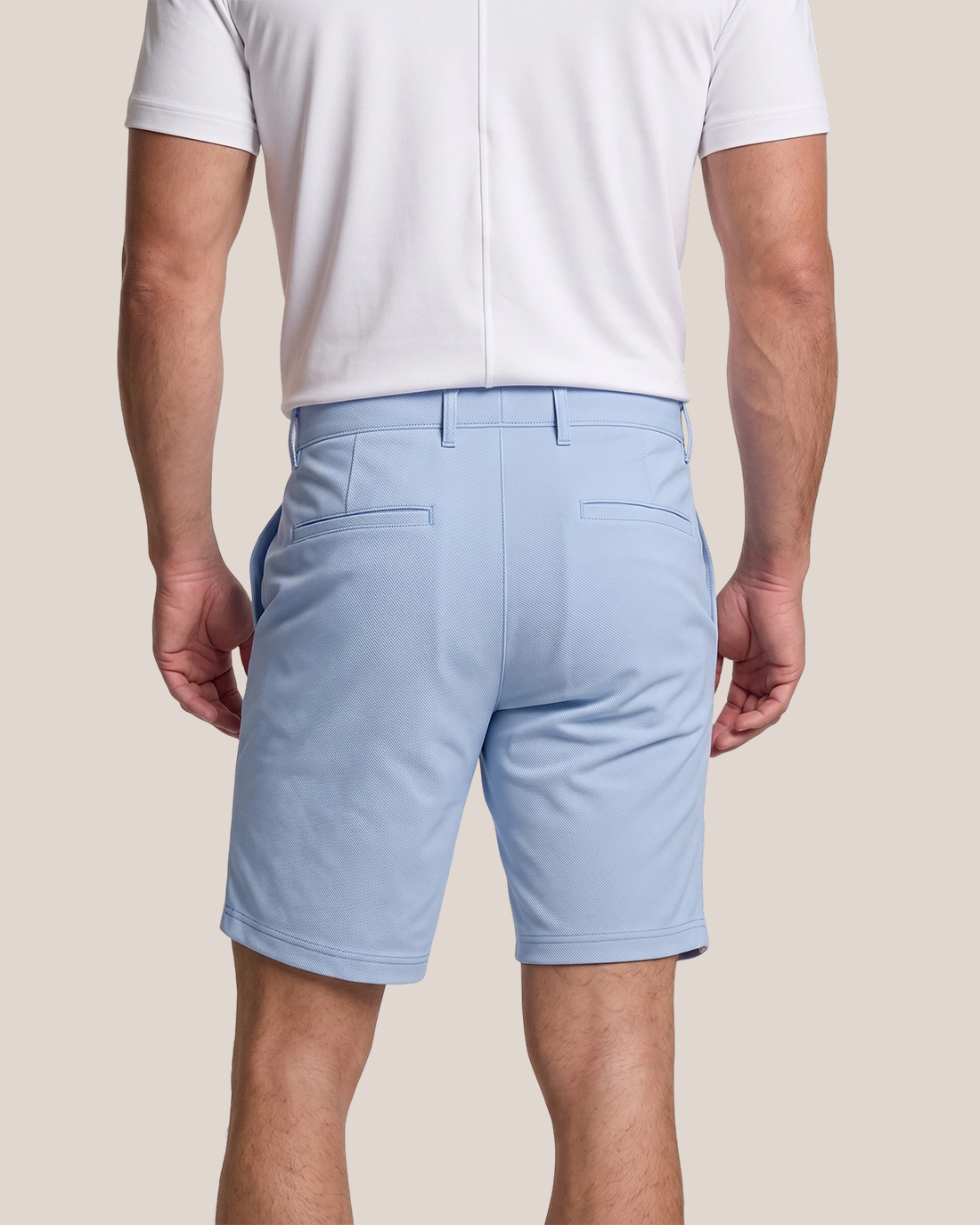 Men's Light Sky Blue Solid Color Slim Straight Fit Fresh Smart Casual Chino Shorts