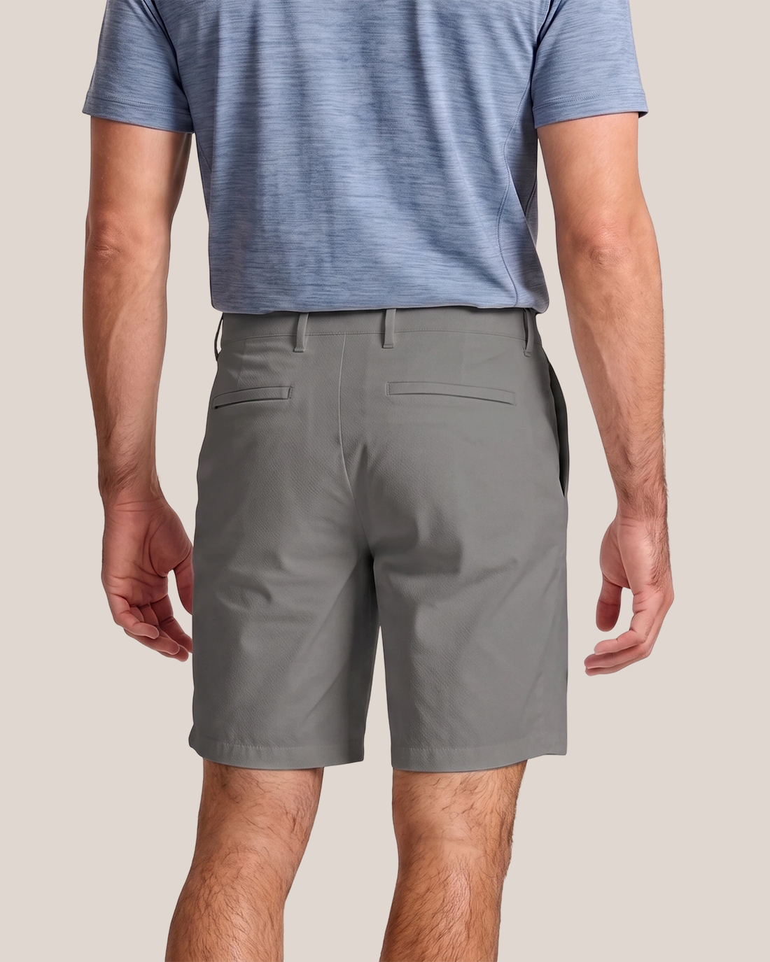 Men's Ash Gray Solid Color Relaxed Straight Fit Minimalist Urban Smart Casual Shorts
