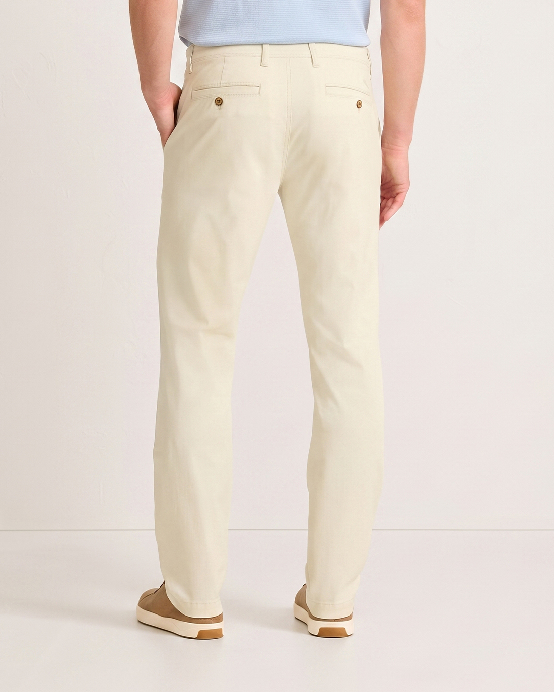 Men's Beige Solid Color Classic Straight Fit Minimalist Urban Smart Casual Chino Trousers