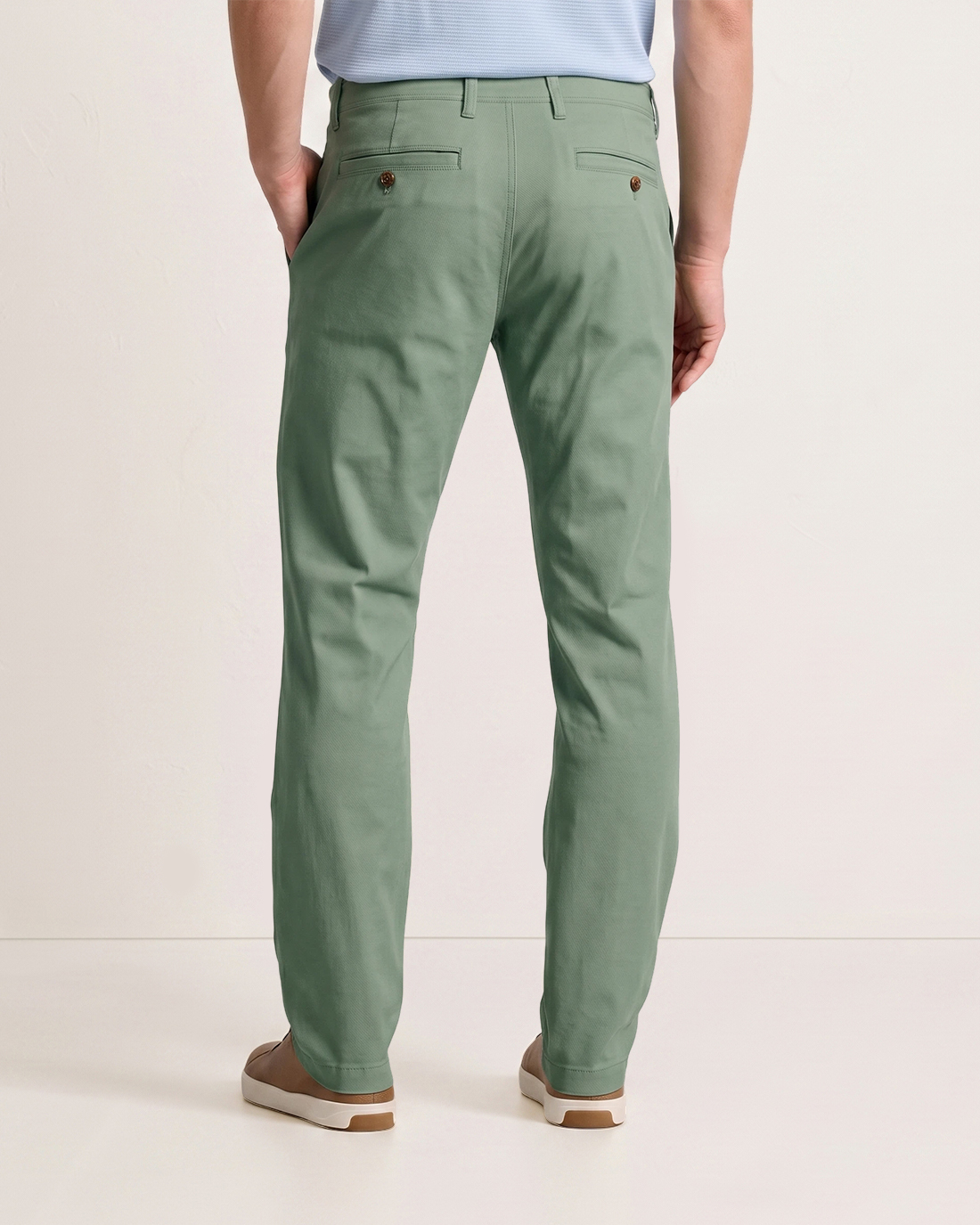 Men's Sage Green Solid Color Classic Straight Fit Minimalist Business Casual Chino Pants