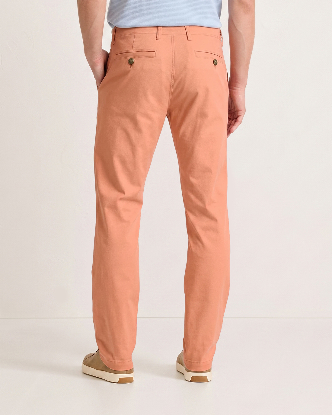 Men's Coral Orange Solid Color Slim Straight Fit Bright Casual Daily Chino Pants