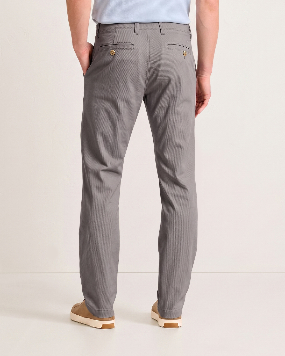 Men's Solid Light Gray Classic Straight Fit Minimalist Business Daily Chino Trousers