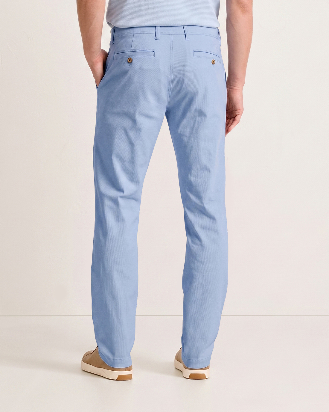 Men's Sky Blue Solid Color Slim Straight Fit Fresh Minimalist Smart Casual Chino Trousers