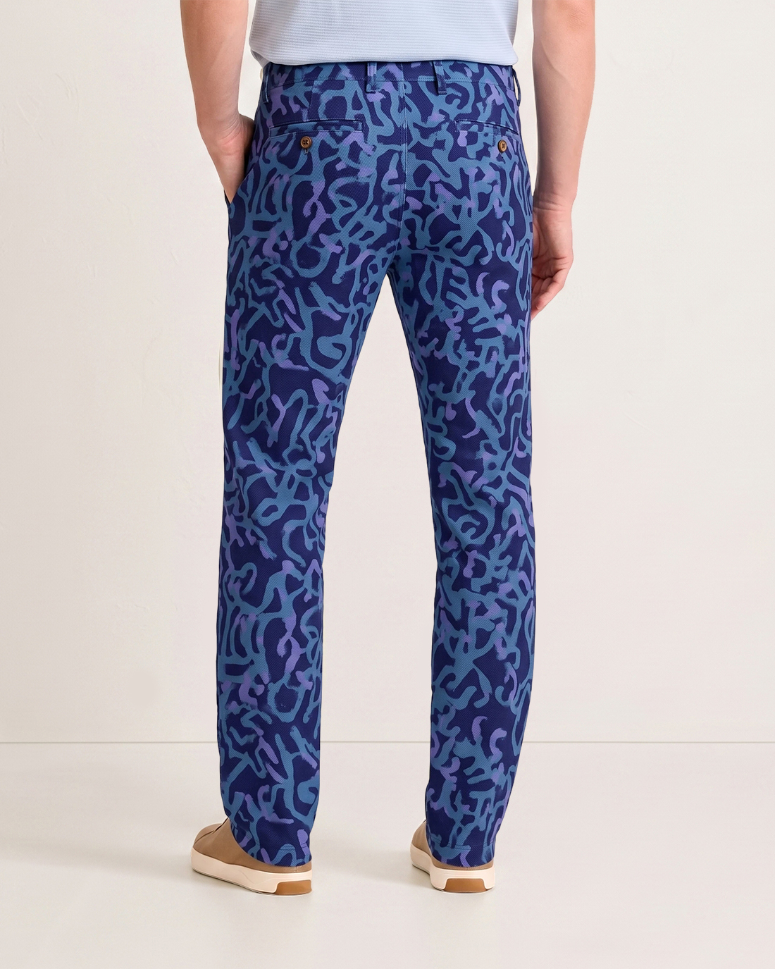 Men's Navy Base Blue Purple Abstract Graffiti Slim Straight Fit Street Smart Casual Trousers