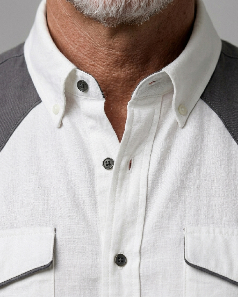 Men's White Regular Fit Western Retro Color Block Patchwork Short Sleeve Button-down Shirt