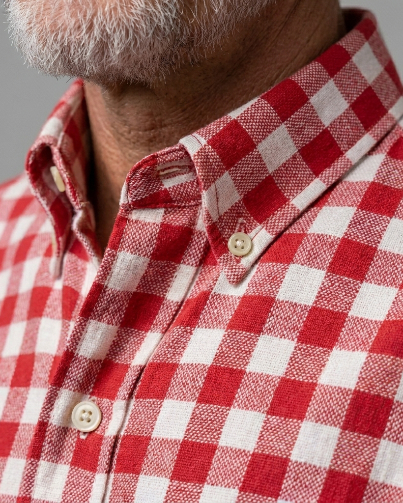 [Copy]Men's Green Navy White Regular Fit British Style Multi-line Gingham Print Short Sleeve Button-down Shirt