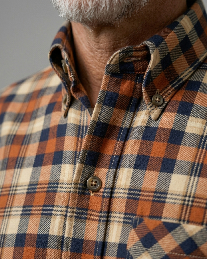 Autumn Harvest Orange Plaid Short-Sleeve Casual Shirt