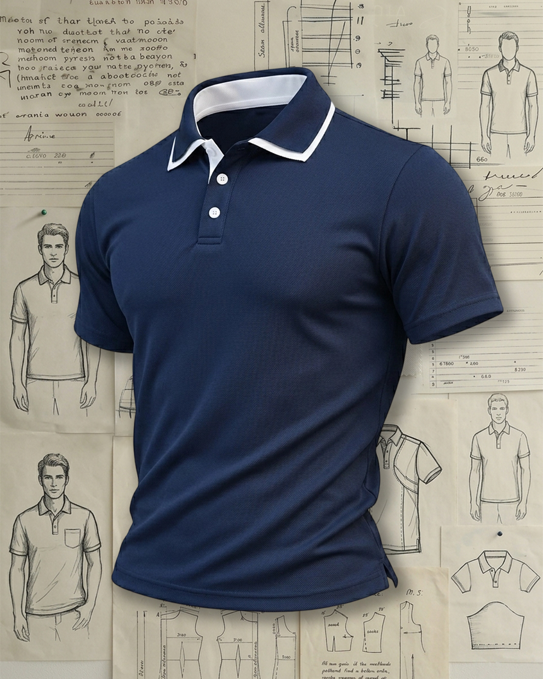 Navy White Trim Collared Polo Shirt