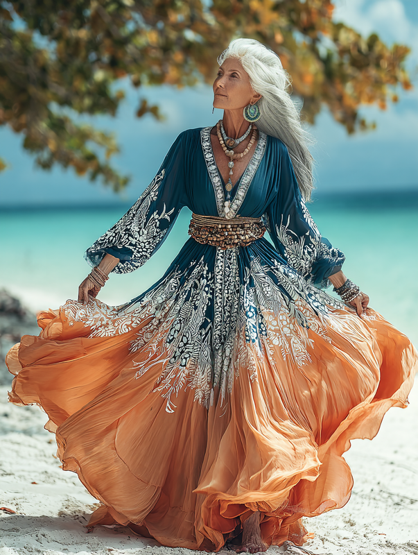 Summer vacation fashion elegant contrast color dress 8667