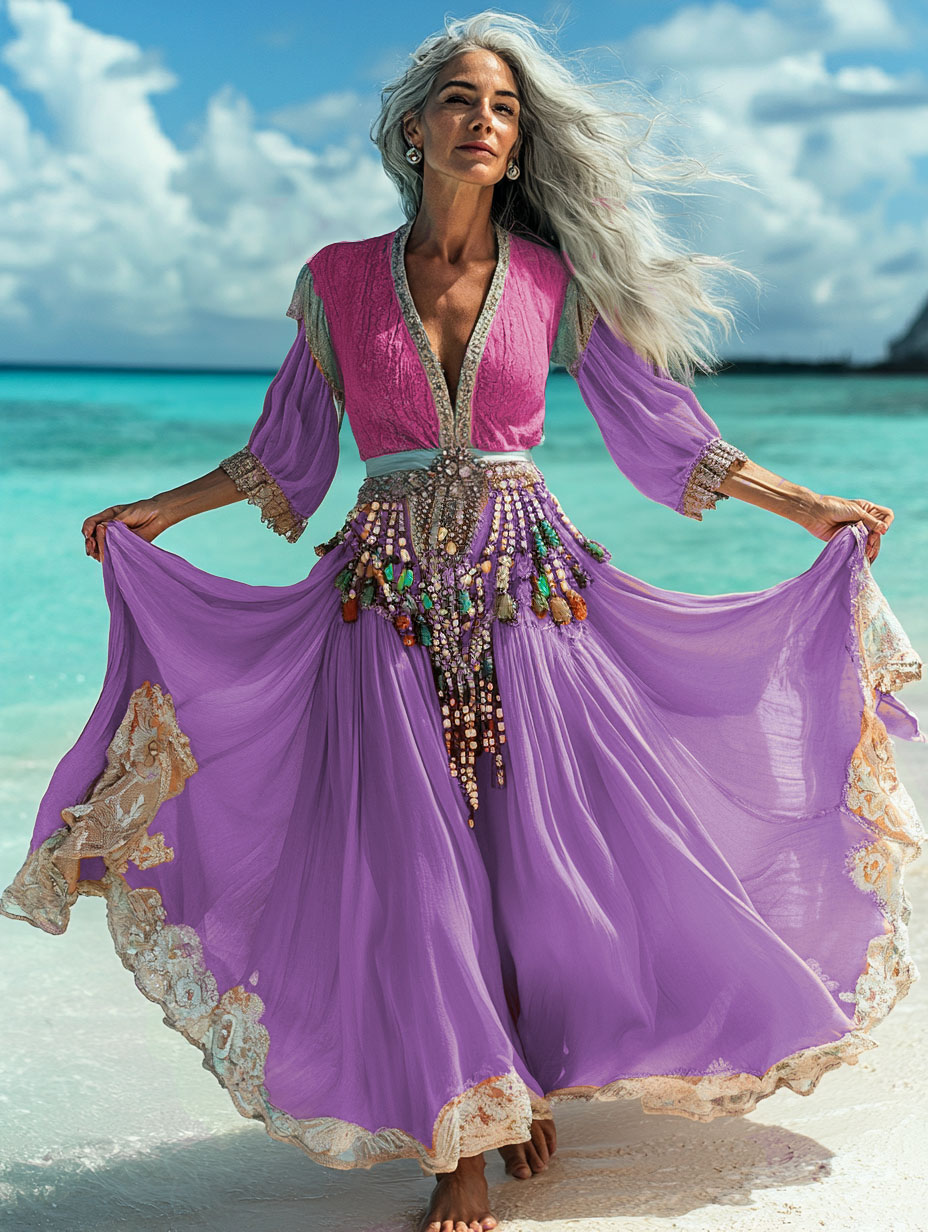 Summer vacation fashion elegant contrast color dress e9f7