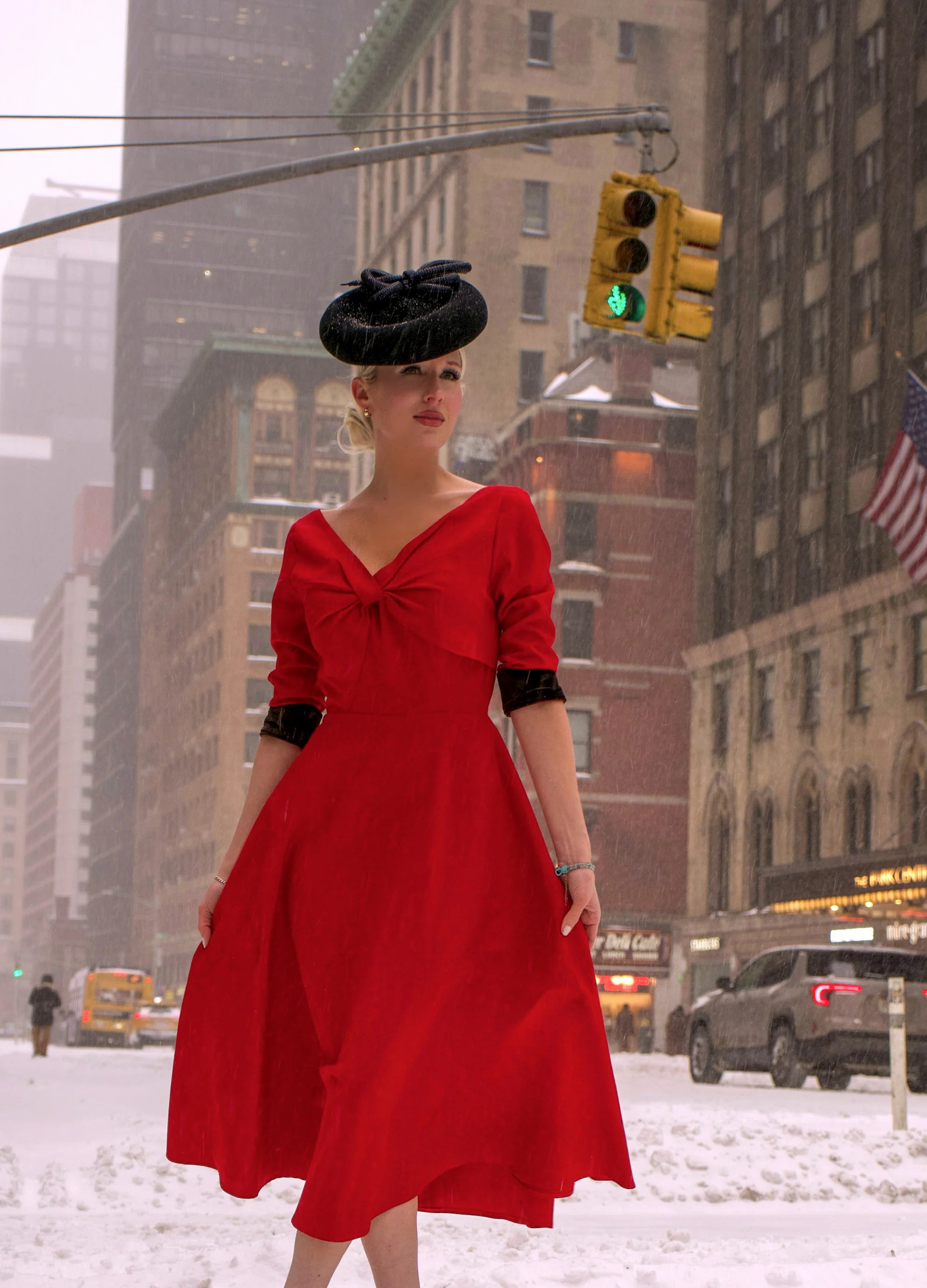 Graceful Red A-Line Vintage Dress