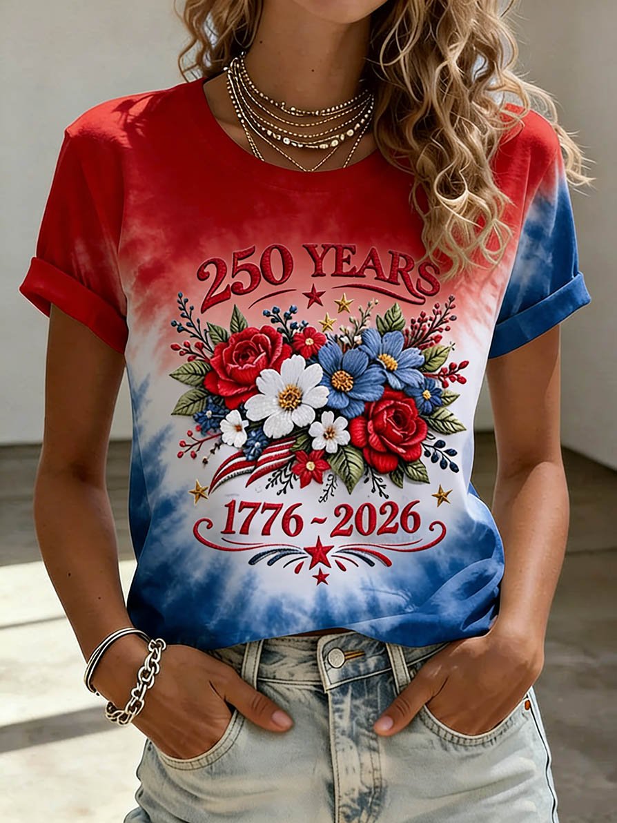 American Women's Apparel 250th Anniversary Gradient Artistic Casual T-Shirt