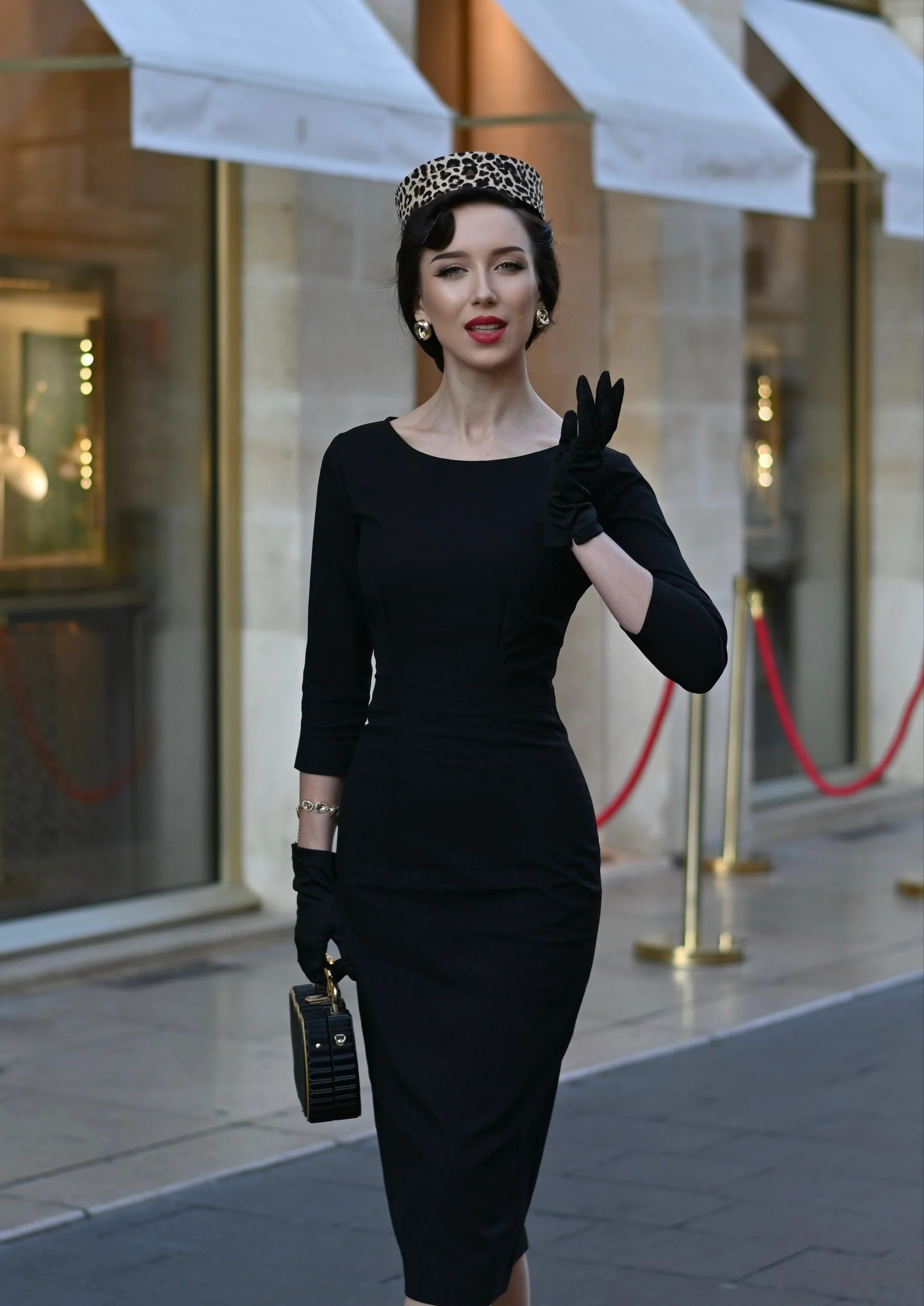 Leopard Vintage Dress Set – Retro Celebrity Inspired Outfit